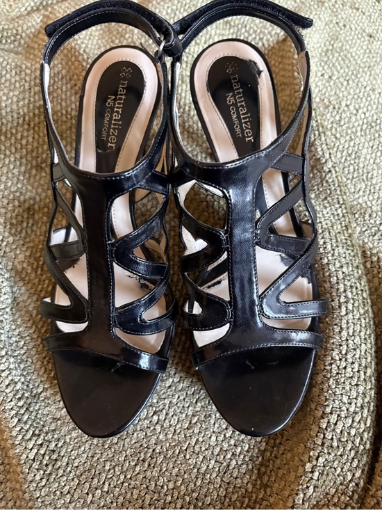 Naturalizer Shoes - Naturalizer Black Strappy Patent Heeled Sandals